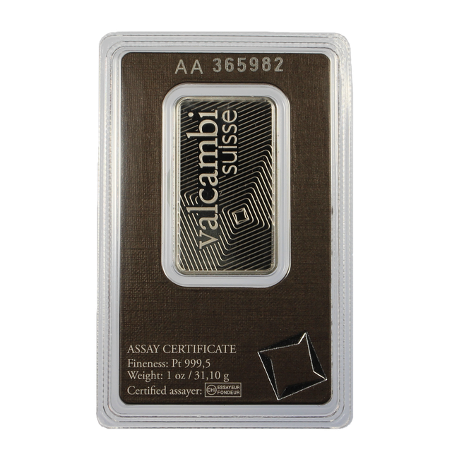 Product image 1 of 1 Ounce Valcambi Platinum Bar